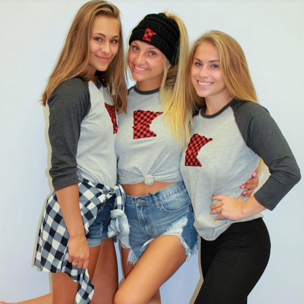 three-quarter length gray T-shirts with Minnesota
